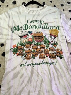 McDonald's White Tee with Green, Brown and Yellow McDonaldland Cast